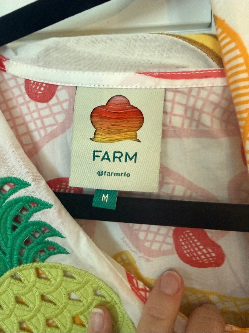 Farm Rio off-white tropical fruits midi dress size M - Picture 4 of 6